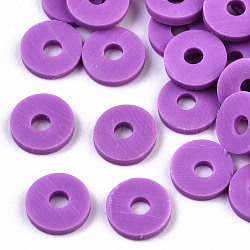 Handmade Polymer Clay Beads, for DIY Jewelry Crafts Supplies, Disc/Flat Round, Heishi Beads, Medium Orchid, 8x1mm, Hole: 2mm, about 13000pcs/1000g(CLAY-Q251-8.0mm-112)