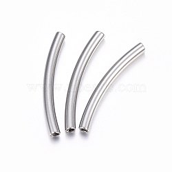 304 Stainless Steel Tube Beads, Curved Tube Noodle Beads, Curved Tube, Stainless Steel Color, 30x3mm, Hole: 2mm(STAS-F174-17P-C)