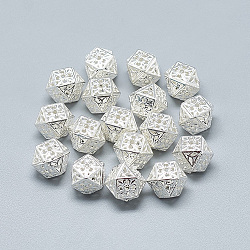 925 Sterling Silver Beads, Polyhedron, Silver, 8x11.5x11.5mm, Hole: 1mm(STER-T002-78S)