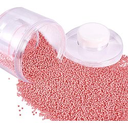 12/0 Grade A Glass Seed Beads, Baking Varnish, Opaque Colours, Round, Pink, 2x1.5mm, Hole: 0.3mm, about 150g/box, about 10000pcs/box(SEED-PH0011-12)