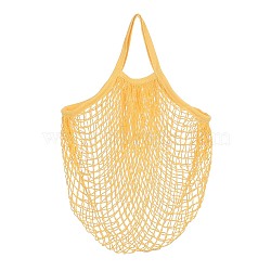 Portable Cotton Mesh Grocery Bags, Reusable Net Shopping Handbag, Yellow, 48.05cm, Bag: 38x36x1cm. (ABAG-H100-B08)