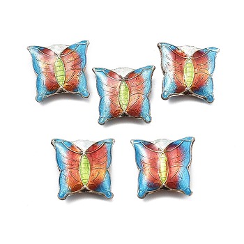 Handmade Cloisonne Beads, Butterfly, Light Sky Blue, 14.5~15x14.5x4mm, Hole: 1.4mm