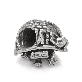 304 Stainless Steel European Beads, Large Hole Beads, Tortoise, Antique Silver, 11x11.5x9mm, Hole: 4.5mm