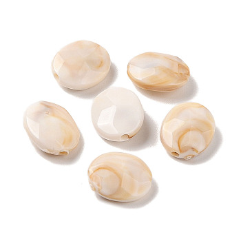 Two Tone Opaque Acrylic Beads, Imitation Gemstone, Oval, BurlyWood, 13x11x5mm, Hole: 1.8mm, about 1020pcs/500g