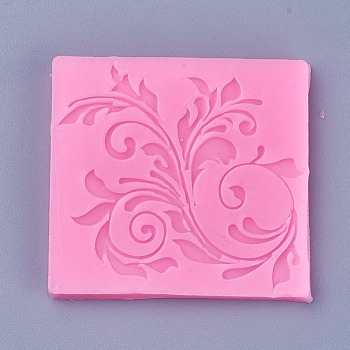 Food Grade Silicone Molds, Fondant Molds, For DIY Cake Decoration, Chocolate, Candy, UV Resin & Epoxy Resin Jewelry Making, Leafy Branches, Deep Pink, 57x53x5mm