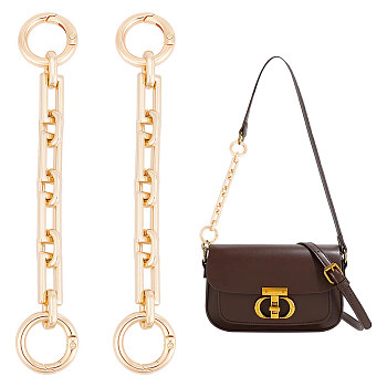 2Pcs Alloy Bag Strap Extender Cross Chains, with Spring Gate Rings, Bag Replacement Accessories, Golden, 14.5cm