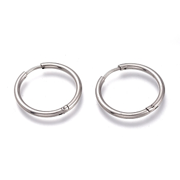 201 Stainless Steel Huggie Hoop Earrings, with 304 Stainless Steel Pin, Hypoallergenic Earrings, Ring, Stainless Steel Color, 22x2mm, 12 Gauge, Pin: 1mm