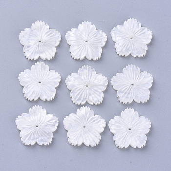 Cellulose Acetate(Resin) Beads, Flower, Creamy White, 19x20x3mm, Hole: 1mm