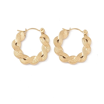 Ion Plating(IP) 304 Stainless Steel Wave Hoop Earrings for Women, Golden, 21.5x22x2mm, Pin: 0.6mm