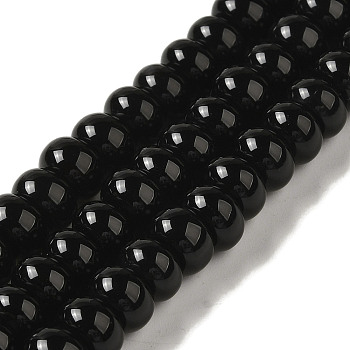 Natural Black Onyx(Dyed & Heated) Beads Strands, Rondelle, 8x5mm, Hole: 0.8mm, about 77pcs/strand, 15.55''(39.5cm)