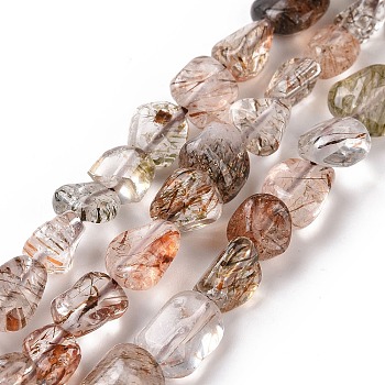 Natural Rutilated Quartz Beads Strands, Nuggets, 6~10.5x6~7.5x4~5mm, Hole: 0.8mm, about 50~55pcs/strand, 15.94''(40.5cm)