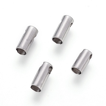 304 Stainless Steel Cord Ends, End Caps, Column, Stainless Steel Color, 7.5x3mm, Hole: 1.5mm, Inner Diameter: 2.5mm