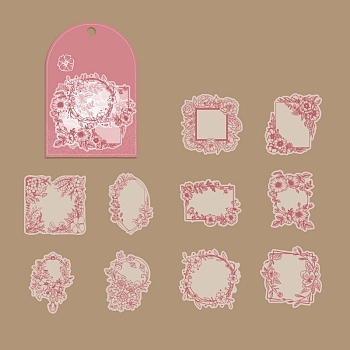 30Pcs 10 Styles Paper Scrapbook Stickers, for DIY Album Scrapbook, Diary Decoration, Pink, 37.5~49x34~57x0.1mm, 3pc/style