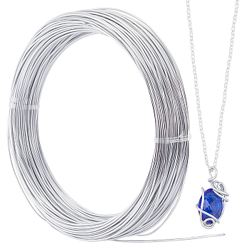 Aluminum Wire, Round, Bendable Flexible Craft Wire, with Spool, Silver, 18 Gauge, 1.0mm, about 164.04 Feet(50m)/Bag
