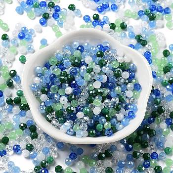 Glass Beads, Faceted, Rondelle, Light Blue, 4x3mm, Hole: 0.4mm, about 6800pcs/500g