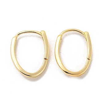 Brass Hoop Earrings, Oval, Light Gold, 18x2mm