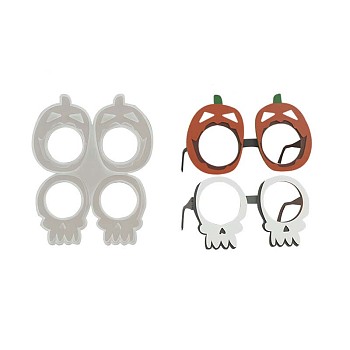 Halloween Theme DIY Eyeglass Frame Decoration Silicone Molds, Resin Casting Molds, for UV Resin, Epoxy Resin Craft Making, Pumpkin, 175x141x5mm, Inner Diameter: 137x89mm & 124x77mm