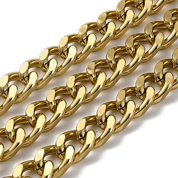 Oxidation Aluminum Diamond Cut Faceted Curb Chains, Cuban Link Chains, Unwelded, with Spool, Golden, 16x11.5x5mm, about 49.21 Feet(15m)/Roll