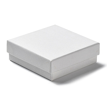 Cardboard Jewelry Set Boxes, with Sponge Inside, Square, White, 9.1x9.05x3.15cm