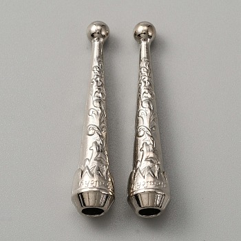 Alloy Cord Ends, Bolo Tie End Caps, Cone, Platinum, 52.5x10.5mm, Hole: 5.5mm