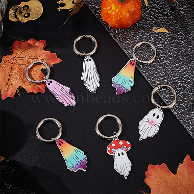 Amuletos de zapatos acrílicos opacos con estampado de fantasmas de Halloween(PALLOY-AB00081)-5