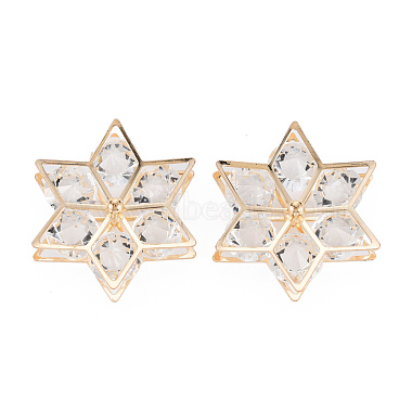 Light Gold Clear Snowflake Iron+Rhinestone Pendants