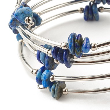 5-boucles de bracelets enroulés de perles de lapis-lazuli naturel pour femme(BJEW-JB01517-10)-5