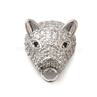 Platinum Clear Pig Brass+Cubic Zirconia Pendants