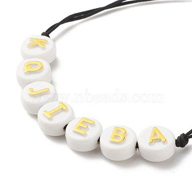 Acrylic Flat Round with Letters Braided Bead Bracelet for Women(BJEW-JB07571-02)-4