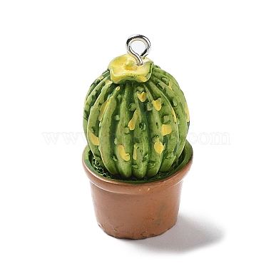 pendentifs en résine de plante verte de pot de cactus(CRES-B014-03)-2