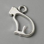 Tibetan Style Alloy Pendants, Kitten Charms, Antique Silver, Cat Shape, 16.5x10.5x1.5mm, Hole: 2mm(FIND-WH0417-88G)