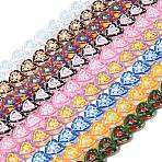 Glass Enamel Beads, Hand Painted Beads, Heart with Dot, Mixed Color, 11~12x12.5x6~6.5mm, Hole: 1mm, about 30pcs/strand, 13.19''(33.5cm)(GLAA-Z021-01)