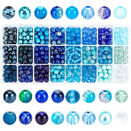 24 Color Imitation Pearl & Crackle & Transparent & Opaque Glass Beads, Round, Gradient Color, Blue, 8~8.5mm, Hole: 1.3~1.6mm, about 30Pcs/color, 720Pcs/box(GLAA-PH0002-89B)