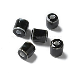 Handmade Porcelain Beads, Column, Black, 10~10.5x9~10.5mm, Hole: 2.5mm(X1-PORC-L080-I02)