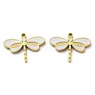 304 Stainless Steel Pendants, with Enamel, Dragonfly Charm, Real 14K Gold Plated, 11.5x16x1.5mm, Hole: 1.2mm(STAS-L022-179G-01)