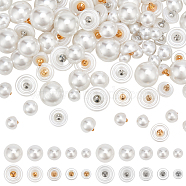 WADORN 100Pcs 10 Style Resin Imitation Pearl Shank Buttons, 1-Hole, with Metal Findings, Half Round, Mixed Color, 10x10mm, Hole: 1.8mm, 10pcs/style(BUTT-WR0001-13)