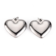 Non-Tarnish 304 Stainless Steel Pendants, with Jump Rings, Heart, Stainless Steel Color, 19x20x5mm, Jump Ring: 4.8x0.8mm, 3.2mm inner diameter(STAS-S116-129P)