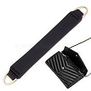 Leather Short Bag Straps, with Alloy D-Ring Clasp, Black, 9.5x1.2x0.4cm(FIND-WH0191-06A)