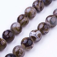 Natural Agate Bead Strands, Dyed & Heated, Round, Camel, 8mm, Hole: 1mm, about 48pcs/strand, 15.3 inch(X-G-P289-02D-8mm)