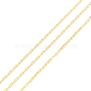 Brass Infinity Link Chains, Long-Lasting Plated, with Spool, Cadmium Free & Lead Free, Soldered, Real 18K Gold Plated, 3x1.5x0.5mm, about 32.8 Feet(10m)/roll(CHC-D030-01G-RS)