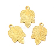 Ion Plating(IP) 304 Stainless Steel Pendants, Leaf Charm, Golden, 17x10x0.58mm, Hole: 1mm(STAS-G227-05G)