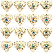 40Pcs Rack Plating Alloy Enamel Pendants, with Rhinestone, Cadmium Free & Nickel Free & Lead Free, Heart with Evil Eye, Light Gold, 20x20x3mm, Hole: 1.2mm(PALLOY-SC0013-22)