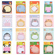 32 Bags 16 Style Cartoon Animal Shape Memo Notepads, To Do List Sticky Note, for Note-Taking, Reminders Office School Reading, Mixed Patterns, 52~60.5x49~60x0.07mm, about 20 sheet/bag, 2 bag/style(DIY-CA0005-92)