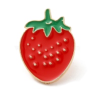 Fruit Theme Enamel Pins, Light Gold Alloy Badge for Backpack Clothes, Strawberry, 24.5x17.5x1.5mm(JEWB-A013-03E)