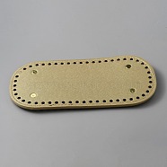 Oval PU Leather Knitting Crochet Bags Nail Bottom Shaper Pad, with Metal Nail, for Bag Bottom Accessories, Dark Khaki, 21.7x10x0.45~0.95cm, Hole: 5mm(DIY-WH0349-97C)