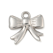 Non-Tarnish 304 Stainless Steel Pendants, Bowknot Charms, Stainless Steel Color, 18x18x2.5mm, Hole: 2.1mm(STAS-N103-102P)