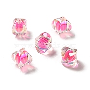 Two Tone UV Plating Rainbow Iridescent Acrylic Beads, Rectangle, Deep Pink, 15~15.5x14x14mm, Hole: 2.7mm(TACR-D010-04A)