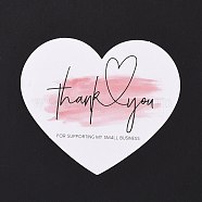 Coated Paper Thank You Greeting Card, Heart with Word Thank You Pattern, for Thanksgiving Day, White, 60x70x0.1mm, 30pcs/bag(X1-DIY-F120-03B)