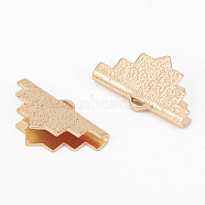 Brass Ribbon Crimp Ends, Long-Lasting Plated, Rough, Triangle, Light Gold, 11.5x20mm, Hole: 0.8mm(KK-G385-01LG)