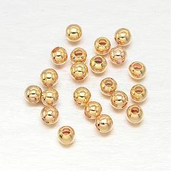 Real Gold Plated Brass Round Spacer Beads, Lead Free & Cadmium Free & Nickel Free, Real 18K Gold Plated, 2.5mm, Hole: 0.5mm, about 2000pcs/50g(KK-L147-197-2.5mm-NR)